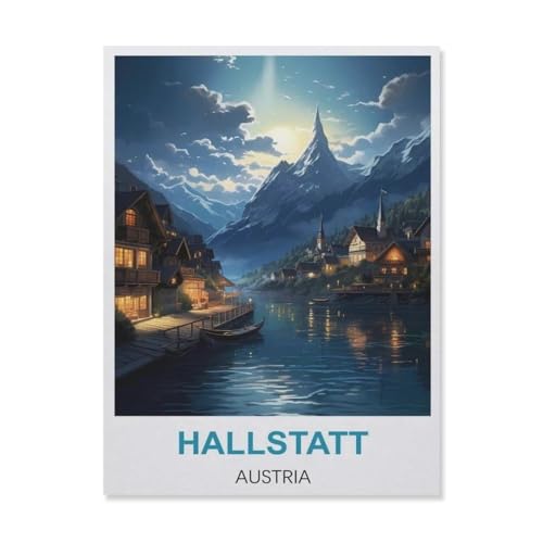 Hallstatt Österreich，Holz Puzzle 1000 Teile Spielzeug Für Erwachsene Dekompressionsspiel（75x50cm）-A64 von YYNFHCBS