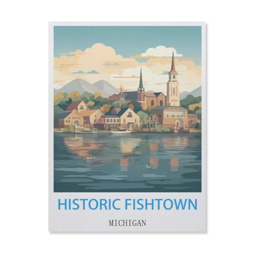 Historic Fishtown Michigan，Papier Puzzle 1000 Stück Adult Toys Dekompressionsspiel（50x70cm）-F1 von YYNFHCBS
