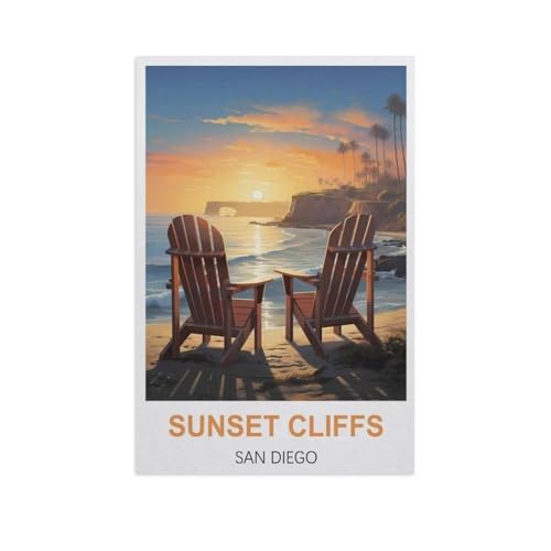 Holz Puzzle 1000 Stück，Sunset Cliffs, San Diego，Lernspielzeug Für Erwachsene Geburtstagsgeschenk（75x50cm）-M49 von YYNFHCBS