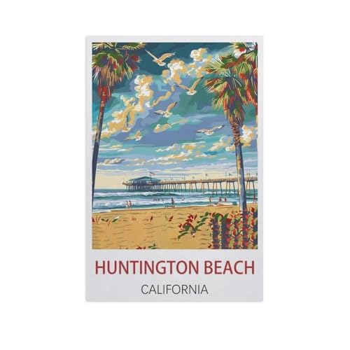 Huntington Beach Kalifornien，Papier Puzzle 1000 Teile Spielzeug Für Erwachsene Dekompressionsspiel（38x26cm）-J43 von YYNFHCBS