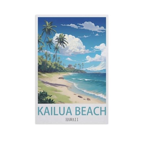 Kailua Beach, Hawaii，Puzzle 1000 Teile Holz Puzzle Erwachsene Kinder Lernspielzeug Familie Dekompressionsspiel（75x50cm）-H95 von YYNFHCBS