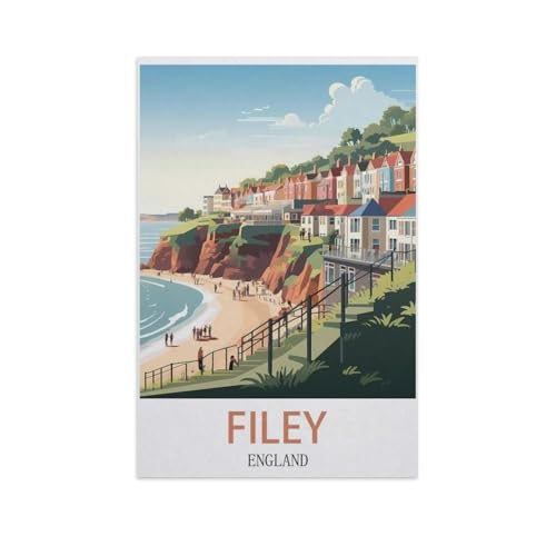 Kinder Holz Puzzle 1000 Teile，Filey, England，Modern Zuhause Dekoration Einzigartiges Geschenk（75x50cm）-I25 von YYNFHCBS