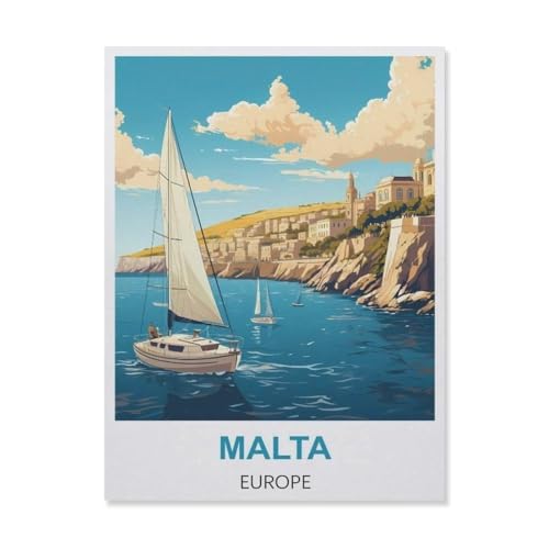 Kinder Papier Puzzle 1000 Teile，Malta Europa，Modern Zuhause Dekoration Einzigartiges Geschenk（50x70cm）-C38 von YYNFHCBS