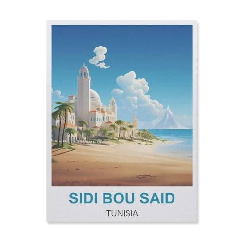 Kinder Papier Puzzle 1000 Teile，Sidi BOU Said Tunesien，Modern Zuhause Dekoration Einzigartiges Geschenk（38x26cm）-A19 von YYNFHCBS