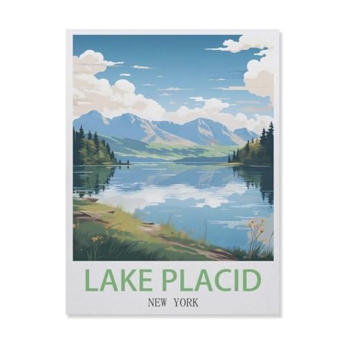 Lake Placid New York，Puzzles 1000 Teile für Erwachsene, Klassische Puzzle Kinder Puzzle Herausfordernde Und Schwierige Rätsel für Erwachsene Und Jugendliche（38x26cm）-E92 von YYNFHCBS
