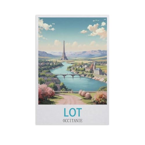 Lot Occitanie，1000 Stück Erwachsene Holz Landschaft Puzzles Für Kinder Lernspielzeug Geschenke（75x50cm）-N15 von YYNFHCBS