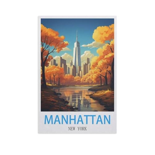 Manhattan, New York，Puzzles für Erwachsene 1000 Teile, Klassische Puzzle Puzzle Schwierig für Erwachsene Teenager Freizeit Spaß Spiel Spielzeug （38x26cm）-H90 von YYNFHCBS