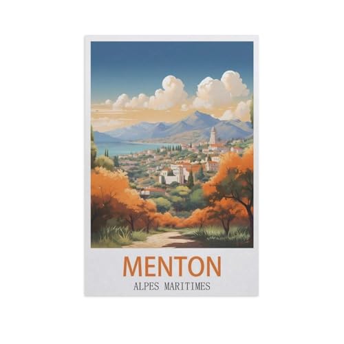 Menton Alpes-Maritimes，Puzzles, 1000-teiliges Puzzle Für Erwachsene Und Kinder Ab 10 Jahren（38x26cm）-M30 von YYNFHCBS