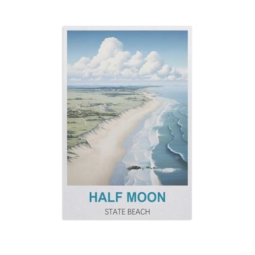 Puzzle 1000 Stück，Half Moon State Beach，Klassische Puzzle 3D Puzzle DIY Kit Papier Spielzeug Einzigartiges Geschenk Wohnkultur（38x26cm）-H1 von YYNFHCBS