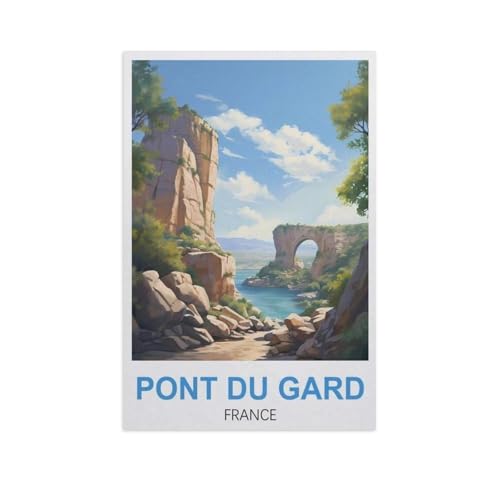 Puzzle 1000 Stück，Pont du Gard Frankreich，Für Holz Erwachsene Spielzeug Dekompression Spiel（75x50cm）-M60 von YYNFHCBS