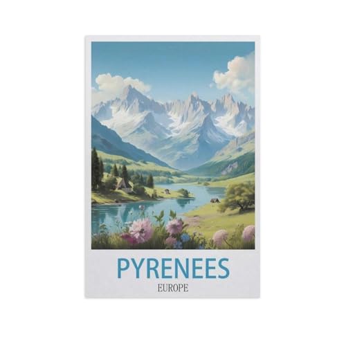 Puzzle 1000 Stück，Pyrénées Europa，Papier Adult Toys Dekompression Spiel（50x70cm）-M54 von YYNFHCBS