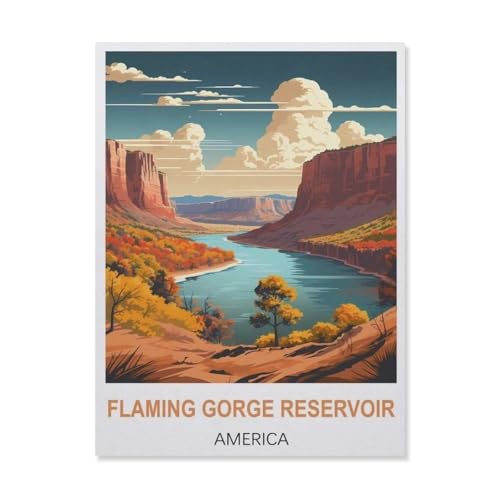 Puzzle 1000 Teile，Flaming Gorge Reservoir Amerikanisch，DIY Handwerk Geschenk（75x50cm）-B12 von YYNFHCBS