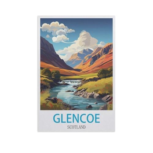 Puzzle 1000 Teile DIY Holz Puzzle，Glencoe Schottland，Freizeit Creative Kreuzworträtsel Spiel Kind Puzzle Spielzeug Geburtstag Festival Einzigartiges Geschenk（75x50cm）-L44 von YYNFHCBS
