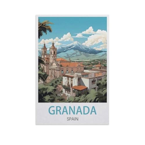 Puzzle 1000 Teile DIY Holz Puzzle，Granada, Spanien，Freizeit Creative Kreuzworträtsel Spiel Kind Puzzle Spielzeug Geburtstag Festival Einzigartiges Geschenk（75x50cm）-I52 von YYNFHCBS