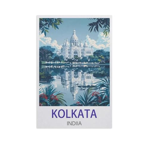 Puzzle 1000 Teile DIY Holz Puzzle，Kalkutta Indien，Freizeit Creative Kreuzworträtsel Spiel Kind Puzzle Spielzeug Geburtstag Festival Einzigartiges Geschenk（75x50cm）-J98 von YYNFHCBS