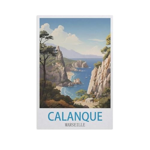 Puzzle 1000 Teile Erwachsene Puzzle Holz Puzzle Klassisches 3D Puzzle，Calanque Marseille，DIY Collectibles Moderne Wohnkultur（75x50cm）-M89 von YYNFHCBS