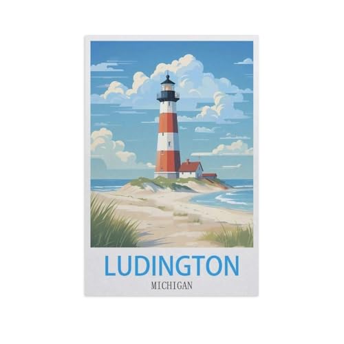 Puzzle 1000 Teile Erwachsene Puzzle Holz Puzzle Klassisches 3D Puzzle，Ludington, Michigan，DIY Collectibles Moderne Wohnkultur（75x50cm）-H78 von YYNFHCBS