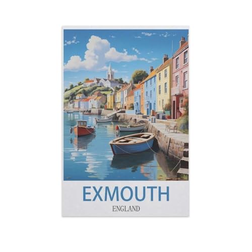 Puzzle 1000 Teile Erwachsenen Puzzle，Exmouth, England，Kind Aus Holz Puzzle Panorama Art DIY Leisure Game Fun Geschenk Spielzeug Geeignete Freunde Familie（75x50cm）-I32 von YYNFHCBS