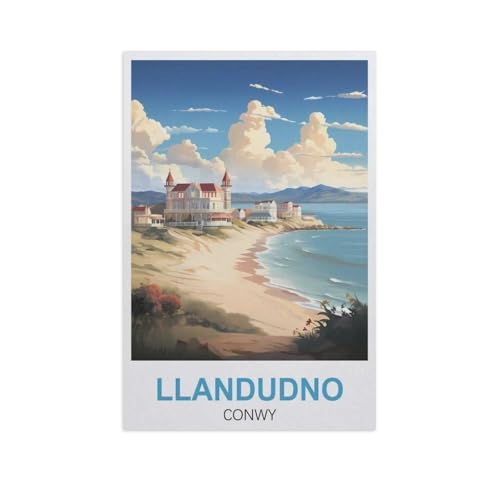 Puzzle 1000 Teile Erwachsenen Puzzle，Llandudno Conwy，Kind Aus Holz Puzzle Panorama Art DIY Leisure Game Fun Geschenk Spielzeug Geeignete Freunde Familie（75x50cm）-M70 von YYNFHCBS