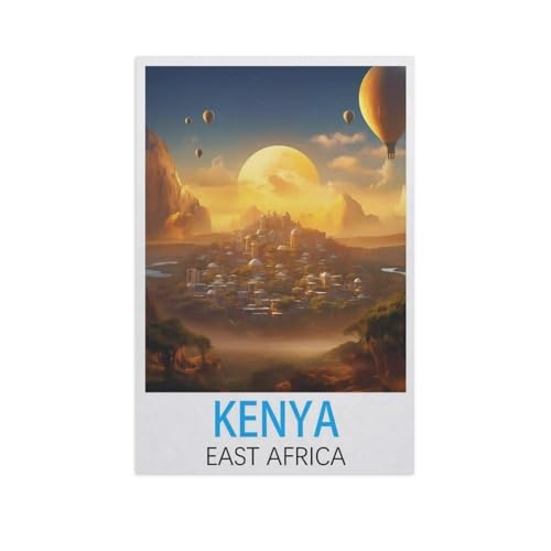 Puzzle 1000 Teile Landschaft Erwachsene Puzzle Holz Puzzle 3D Klassisches Puzzle，Kenia Ostafrika，DIY Moderne Kunst Hauptdekor（75x50cm）-M8 von YYNFHCBS