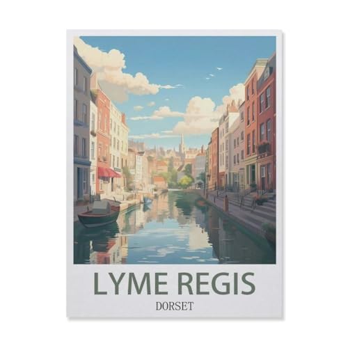 Puzzle 1000 Teile Landschaft Erwachsene Puzzle Holz Puzzle 3D Klassisches Puzzle，Lyme Regis Dorset，DIY Moderne Kunst Hauptdekor（75x50cm）-G97 von YYNFHCBS