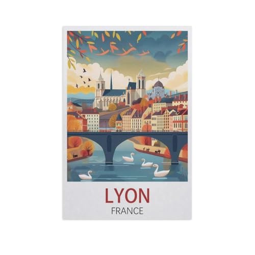 Puzzle 1000 Teile Landschaft Erwachsene Puzzle Holz Puzzle 3D Klassisches Puzzle，Lyon Frankreich，DIY Moderne Kunst Hauptdekor（75x50cm）-J89 von YYNFHCBS