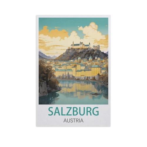 Puzzle 1000 Teile Landschaft Erwachsene Puzzle Holz Puzzle 3D Klassisches Puzzle，Salzburg Österreich，DIY Moderne Kunst Hauptdekor（75x50cm）-K62 von YYNFHCBS