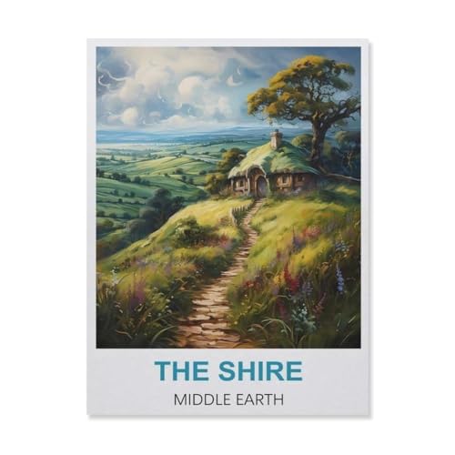 Puzzle 1000 Teile Landschaft Erwachsene Puzzle Holz Puzzle 3D Klassisches Puzzle，Shire Middle Earth，DIY Moderne Kunst Hauptdekor（75x50cm）-B10 von YYNFHCBS
