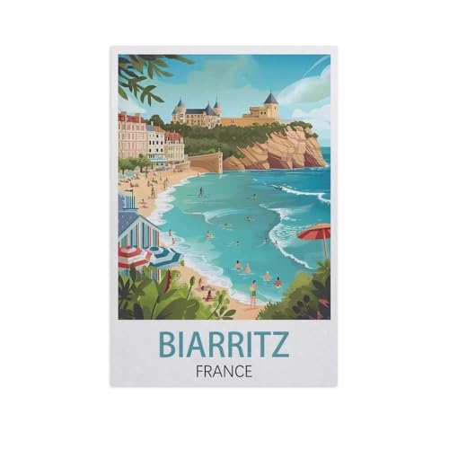 Puzzle 1000 Teile Papier，Biarritz Frankreich，Dekompression Der Erwachsenen，Kinderpuzzle Spiele Ab 8 Jahren, Spielzeug Für Mädchen Jungen Teenager（38x26cm）-J96 von YYNFHCBS