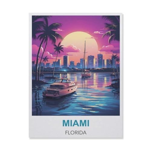 Puzzle 1000 Teile Papier，Miami Florida，Dekompression Der Erwachsenen，Kinderpuzzle Spiele Ab 8 Jahren, Spielzeug Für Mädchen Jungen Teenager（38x26cm）-D36 von YYNFHCBS
