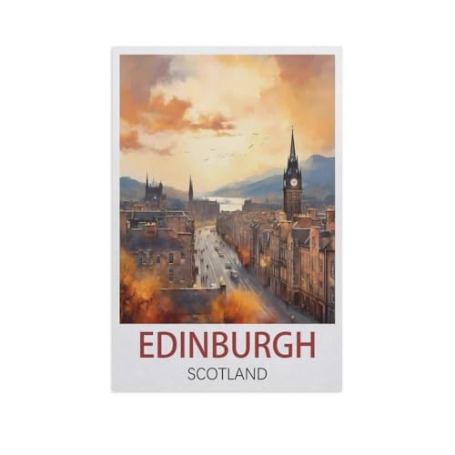 Puzzle 1000 Teile für Erwachsene，Edinburgh Schottland，Klassische Puzzle Teenager Jungen Mädchen Puzzle DIY Moderne Wohnkultur Einzigartiges Geschenk Intellektuelles Spiel（38x26cm）-K74 von YYNFHCBS