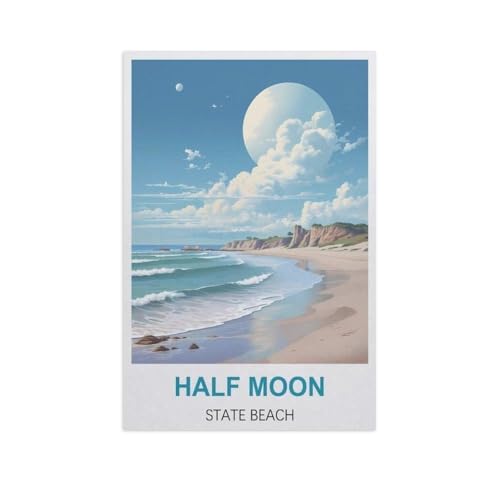 Puzzle 1000 Teile für Erwachsene，Half Moon State Beach，Klassische Puzzle Teenager Jungen Mädchen Puzzle DIY Moderne Wohnkultur Einzigartiges Geschenk Intellektuelles Spiel（38x26cm）-H12 von YYNFHCBS