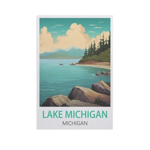 Puzzle 1000 Teile für Erwachsene，Lake Michigan Michigan，Klassische Puzzle Teenager Jungen Mädchen Puzzle DIY Moderne Wohnkultur Einzigartiges Geschenk Intellektuelles Spiel（38x26cm）-K77 von YYNFHCBS