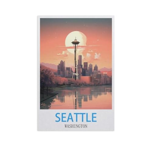Puzzle 1000 Teile für Erwachsene，Seattle, Washington，Klassische Puzzle Teenager Jungen Mädchen Puzzle DIY Moderne Wohnkultur Einzigartiges Geschenk Intellektuelles Spiel（38x26cm）-H85 von YYNFHCBS