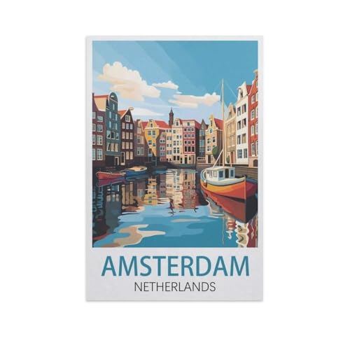 Puzzles 1000 Stück Holz Montage Bild，Amsterdam, Niederlande，Erwachsene Spiele Lernspielzeug（75x50cm）-I13 von YYNFHCBS