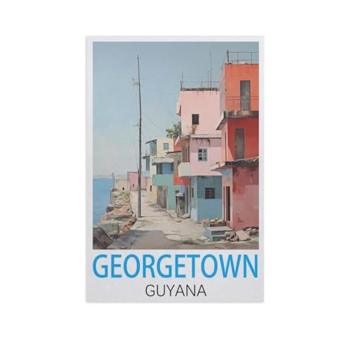 Puzzles 1000 Stück Holz Montage Bild，Georgetown Guyana，Filmplakat Für Erwachsene Spiele Lernspielzeug（75x50cm）-L80 von YYNFHCBS