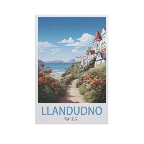 Puzzles 1000 Stück Holz Montage Bild，Llandudno, Wales，Filmplakat Für Erwachsene Spiele Lernspielzeug（75x50cm）-I88 von YYNFHCBS