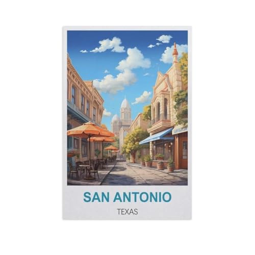 Puzzles 1000 Stück Holz Montage Bild，San Antonio, Texas，Filmplakat Für Erwachsene Spiele Lernspielzeug（75x50cm）-H42 von YYNFHCBS