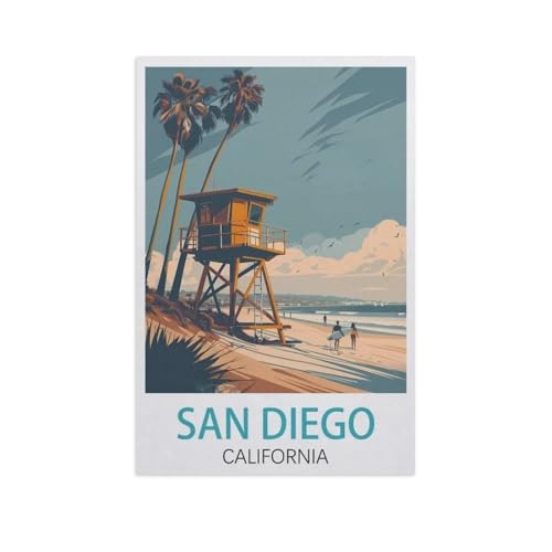 Puzzles 1000 Stück Holz Montage Bild，San Diego Kalifornien，Filmplakat Für Erwachsene Spiele Lernspielzeug（75x50cm）-J61 von YYNFHCBS