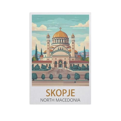 Puzzles 1000 Stück Holz Montage Bild，Skopje Nordmazedonien，Erwachsene Spiele Lernspielzeug（75x50cm）-J59 von YYNFHCBS