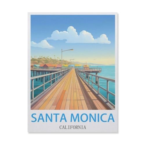 Puzzles 1000 Stück Papier Montage Bild，Santa Monica Kalifornien，Filmplakat Für Erwachsene Spiele Lernspielzeug（38x26cm）-F20 von YYNFHCBS