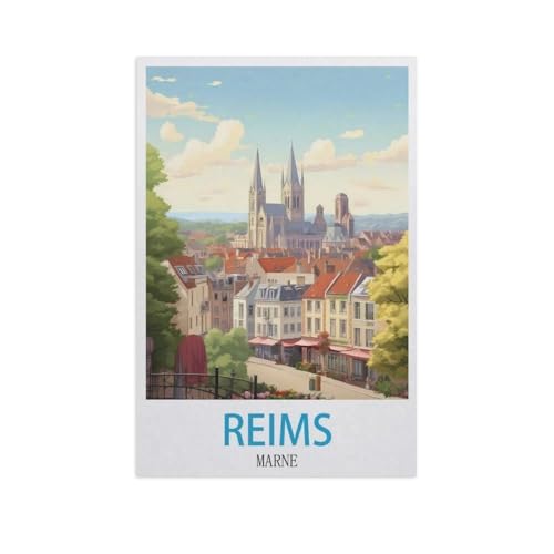 Puzzles Mit 1000 Teilen Puzzles Aus Holz，Reims Marne，Puzzle 1000 Teile Für Erwachsene Lustige Kreative DIY-Spielzeuggeschenke Für Mädchen Und Jungen（75x50cm）-M24 von YYNFHCBS