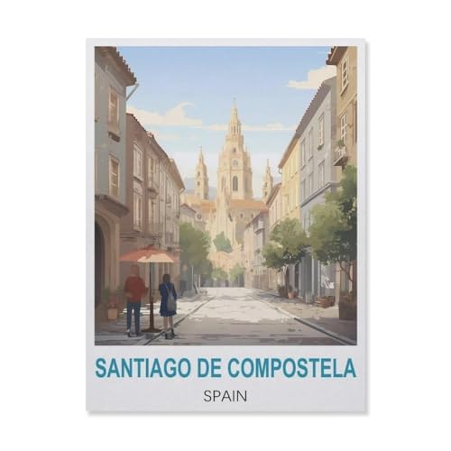 Puzzles Mit 1000 Teilen Puzzles Aus Holz，Santiago de Compostela Spanien，Puzzle 1000 Teile Für Erwachsene Lustige Kreative DIY-Spielzeuggeschenke Für Mädchen Und Jungen（75x50cm）-C72 von YYNFHCBS