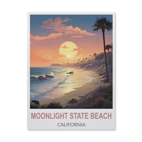 Puzzles Mit 1000 Teilen Puzzles Aus Papier，Moonlight State Beach Kalifornien，Puzzle 1000 Teile Für Erwachsene Lustige Kreative DIY-Spielzeuggeschenke Für Mädchen Und Jungen（38x26cm）-A53 von YYNFHCBS