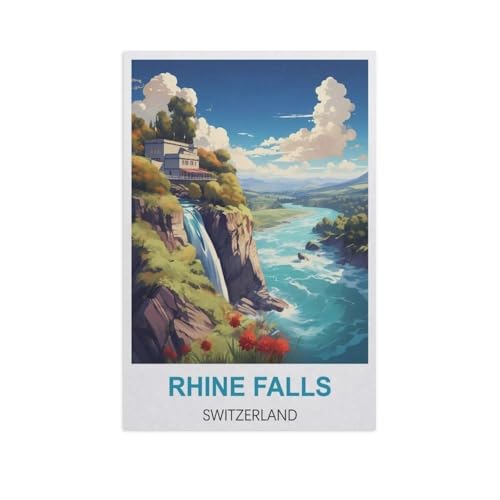 Rheinfall, Schweiz，Puzzles 1000 Teile für Erwachsene, Klassische Puzzle Kinder Puzzle Herausfordernde Und Schwierige Rätsel für Erwachsene Und Jugendliche（38x26cm）-H20 von YYNFHCBS