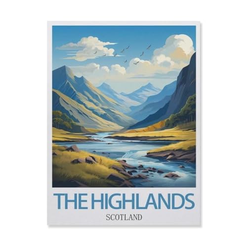 The Highlands Schottland，Puzzles 1000 Stück Puzzles Für Erwachsene Kinder Klassisches Familienpuzzle Indoor DIY Spielzeug Geburtstagsgeschenk（75x50cm）-G54 von YYNFHCBS