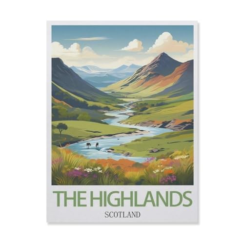 The Highlands Schottland，Puzzles 1000 Teile für Erwachsene, Klassische Puzzle Jungen Mädchen Puzzle für Kinder Teenager Lernspiel Spielzeug（38x26cm）-G42 von YYNFHCBS