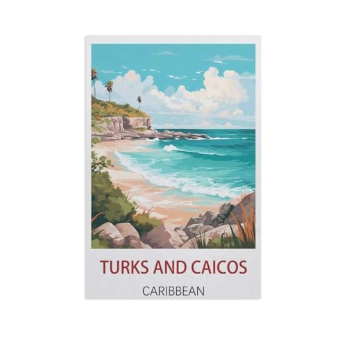 Turks- und Caicos-Inseln Karibik，Puzzles für Erwachsene 1000 Teile, Klassische Puzzle Puzzle Schwierig für Erwachsene Teenager Freizeit Spaß Spiel Spielzeug （38x26cm）-K9 von YYNFHCBS