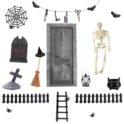 24 Stück Puppenhaus Halloween Dekoration, Miniatur Wichteltür Zubehör, Halloween Accessoires, Skelette Spinnen Fledermäuse Elfentor Grabstein Geist Halloween Party Dekoration 24 Stück Puppenhaus Halloween Dekoration, Miniatur Wichteltür Zubehör, Halloween Accessoires, Skelette Spinnen Fledermäuse Elfentor Grabstein Geist Halloween Party Dekoration von YYSWSAKY