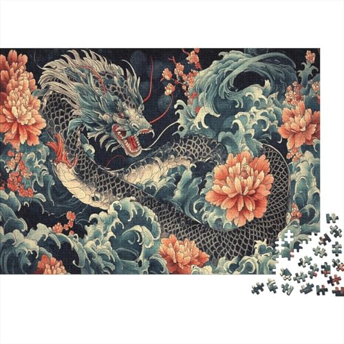 1000-stückiges Puzzle Für Erwachsene Drache Anspruchsvolles Spielzeug Blitz Schnipselpuzzle Lernspiel Spielzeug Geschenk Home-Dekoration 1000pcs (75x50cm) von YYVKPMLXC